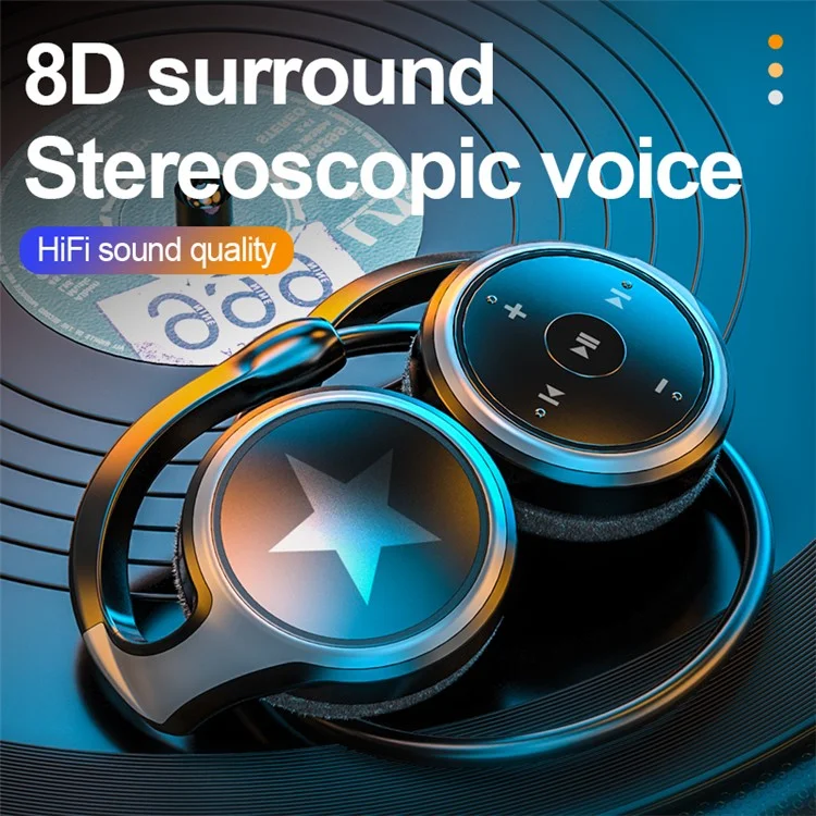 Écouteurs stéréo sans fil Bluetooth avec micro A23 Double Ear Neck Hanging - Noir / Bleu