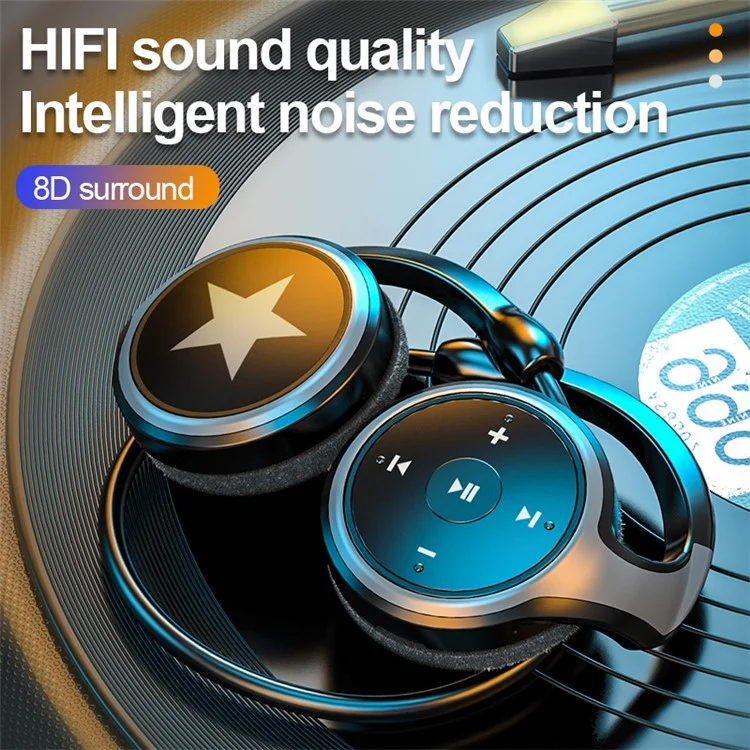 Écouteurs stéréo sans fil Bluetooth avec micro A23 Double Ear Neck Hanging - Noir / Bleu