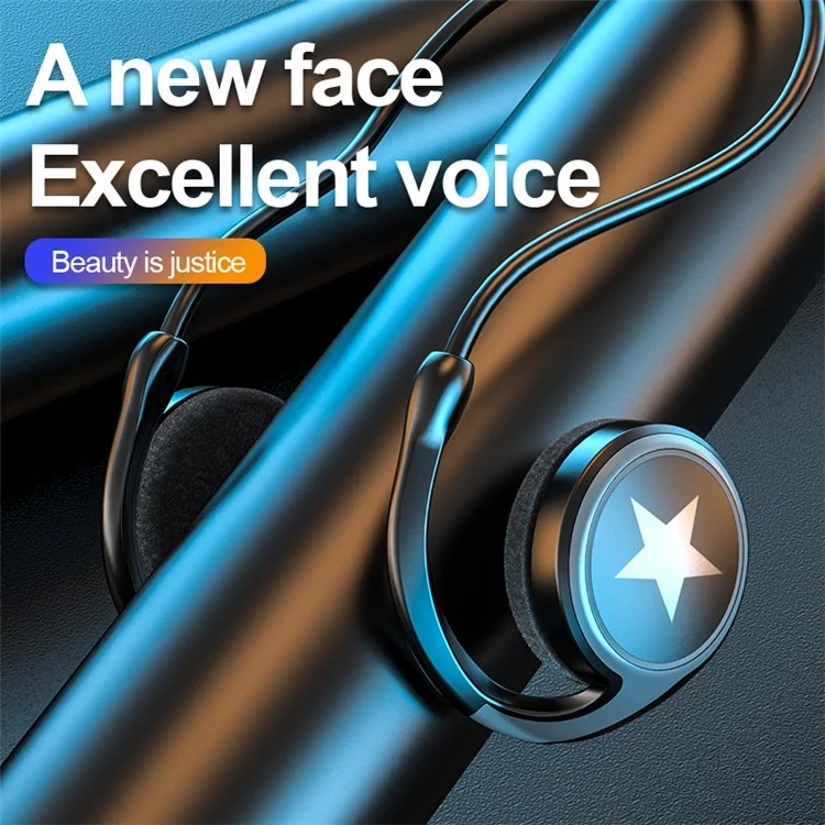 Écouteurs stéréo sans fil Bluetooth avec micro A23 Double Ear Neck Hanging - Noir / Bleu