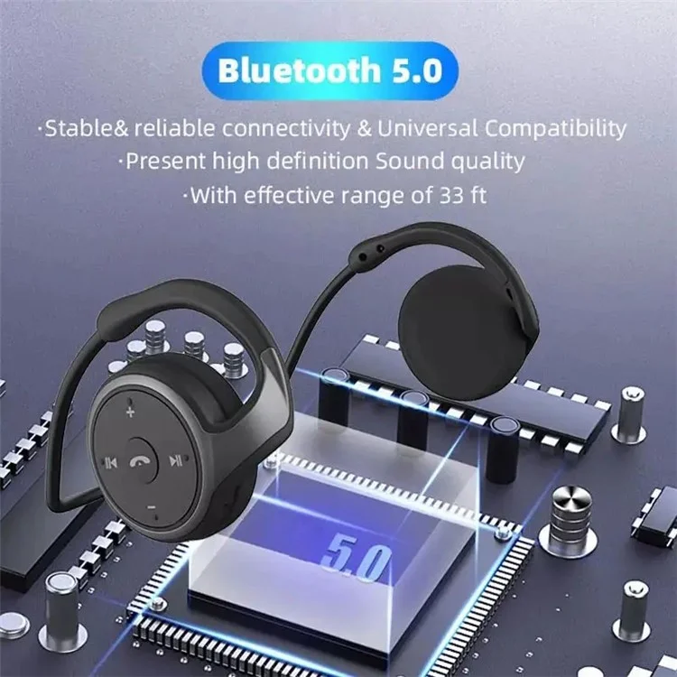 Écouteurs stéréo sans fil Bluetooth avec micro A23 Double Ear Neck Hanging - Noir / Bleu