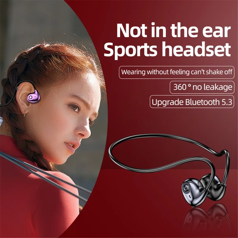 A59 Open Ear Air Conduction Bluetooth-compatible Headphones BT5.3 Wireless Neckband Headphones with Mic - Tarnish