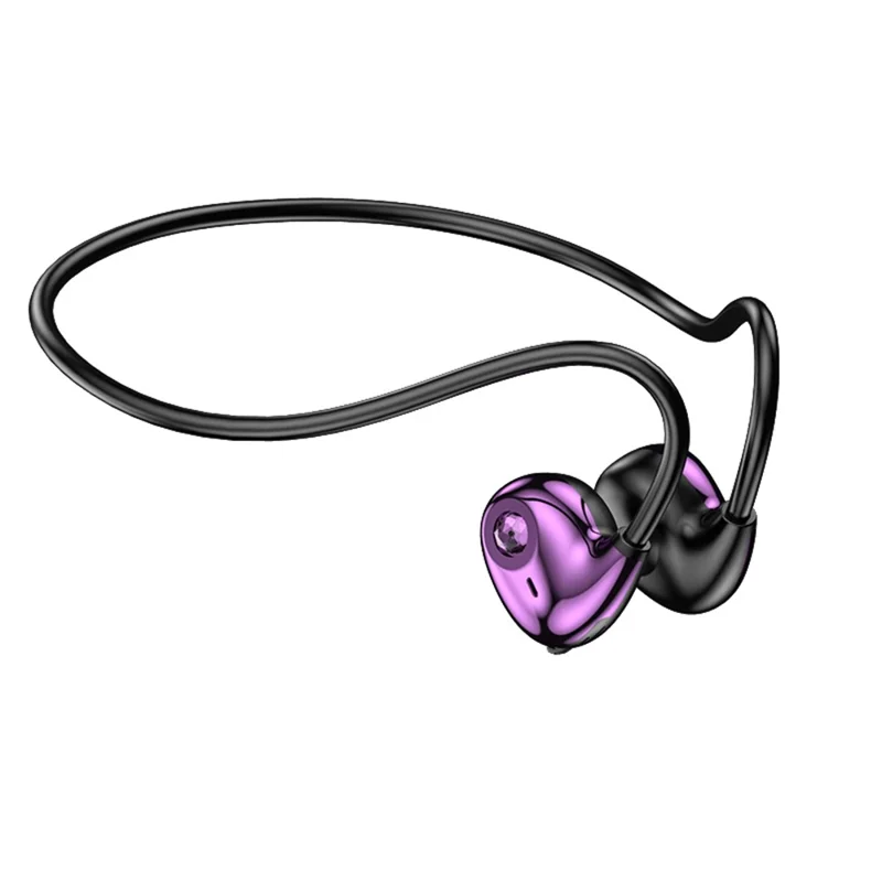 A59 Open Ear Air Conduction Bluetooth-compatible Headphones BT5.3 Wireless Neckband Headphones with Mic - Purple