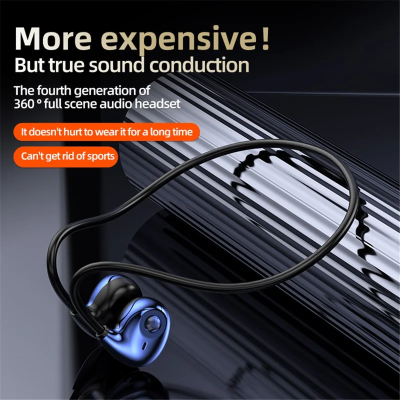 A59 Open Ear Air Conduction Bluetooth-compatible Headphones BT5.3 Wireless Neckband Headphones with Mic - Purple