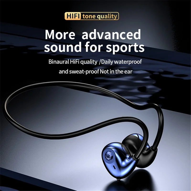 A59 Open Ear Air Conduction Bluetooth-compatible Headphones BT5.3 Wireless Neckband Headphones with Mic - Purple