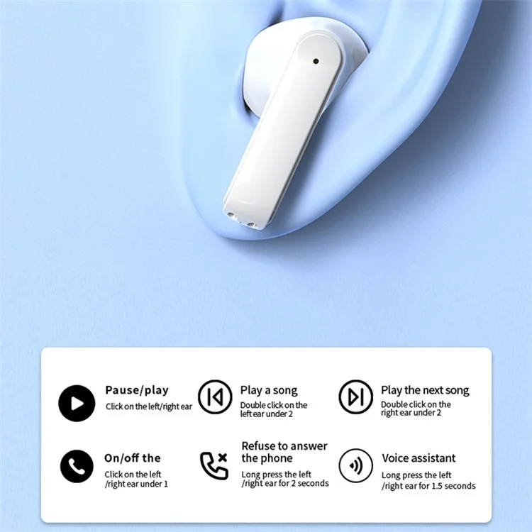 TM50 Half-In-Ear Low Latency TWS Earbuds Sports Bluetooth-Headset mit Digital Display - Weiß