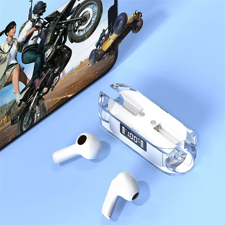 TM50 Half-In-Ear Low Latency TWS Earbuds Sports Bluetooth-Headset mit Digital Display - Weiß