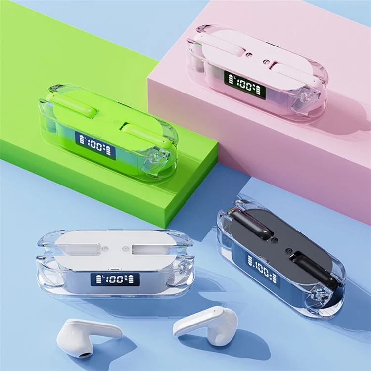 TM50 Half-In-Ear Low Latency TWS Earbuds Sports Bluetooth-Headset mit Digital Display - Weiß