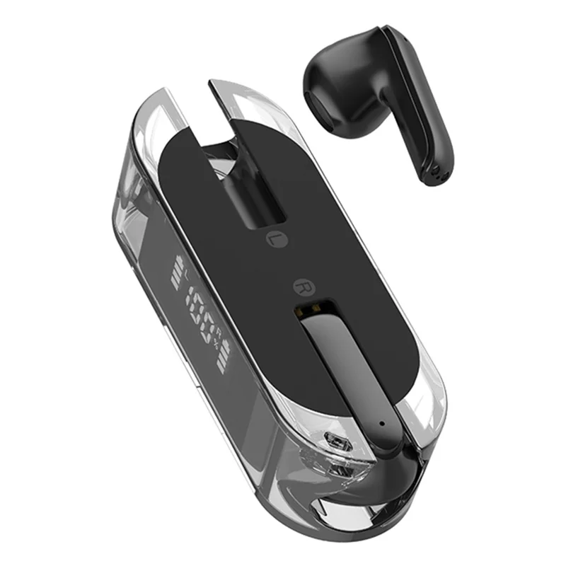 TM50 Half-In-Ear Low Latency TWS Earbuds Sports Bluetooth-compatible Headset with Digital Display - Black