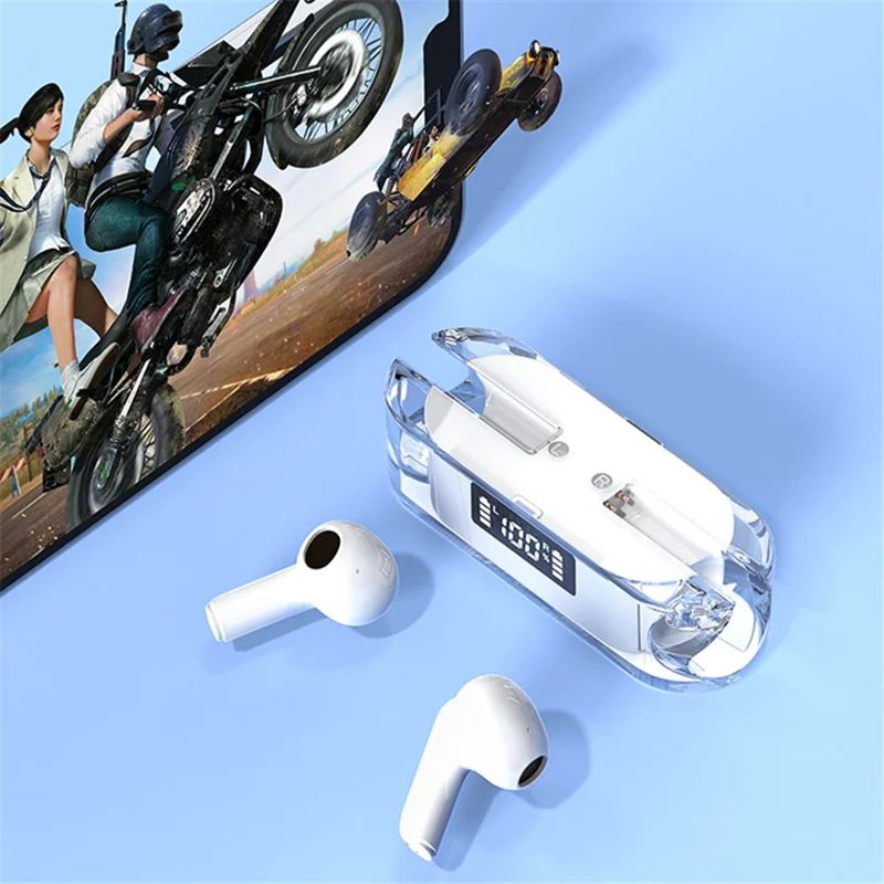 TM50 Half-In-Ear Low Latency TWS Earbuds Sports Bluetooth-compatible Headset with Digital Display - Black