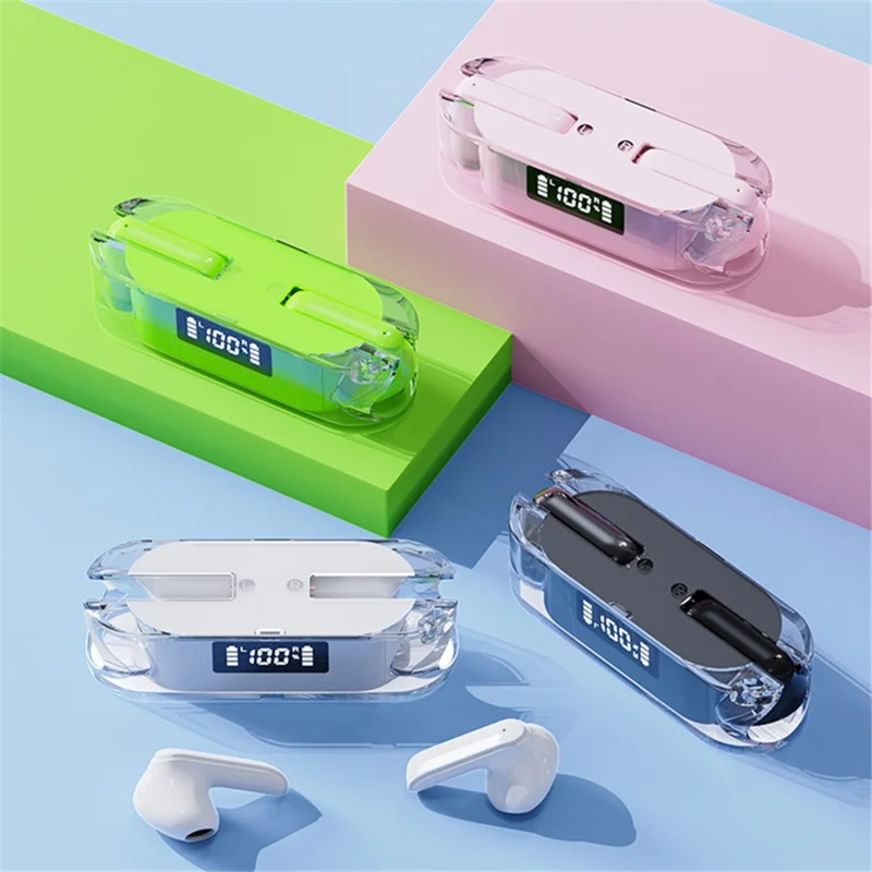 TM50 Half-In-Ear Low Latency TWS Earbuds Sports Bluetooth-compatible Headset with Digital Display - Black