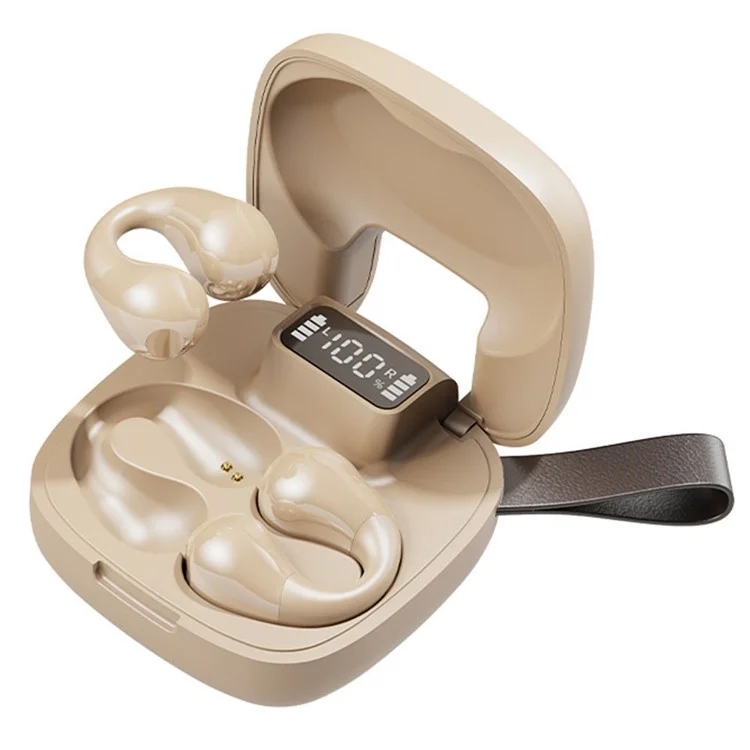 Écouteurs Bluetooth 5.3 GK10 à conduction osseuse, casque antibruit à pince pour le sport - Nude