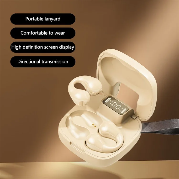 Écouteurs Bluetooth 5.3 GK10 à conduction osseuse, casque antibruit à pince pour le sport - Nude