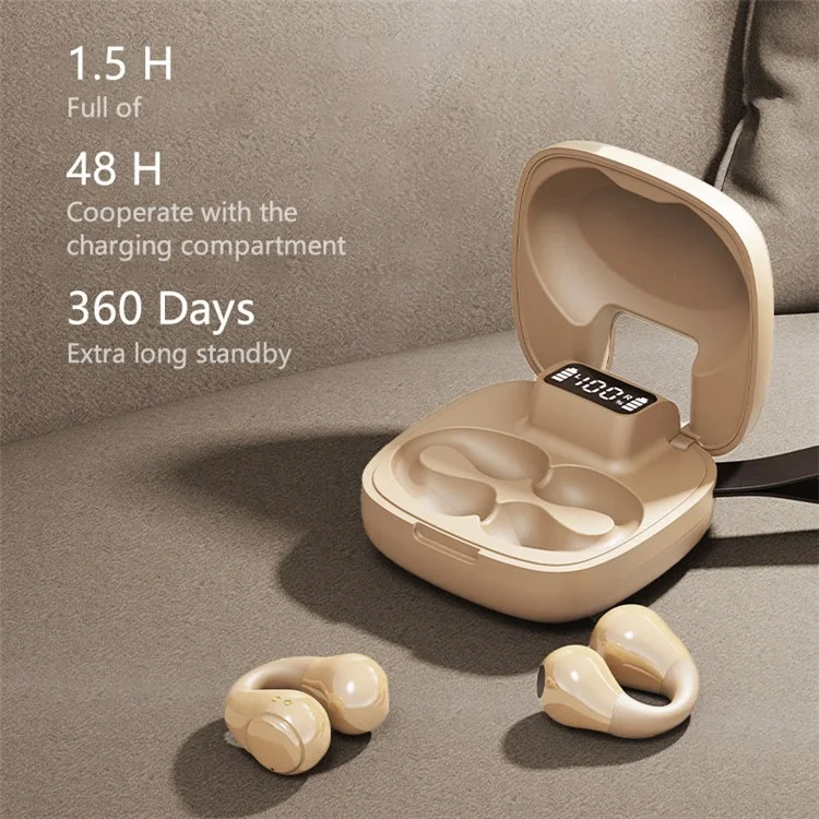 Écouteurs Bluetooth 5.3 GK10 à conduction osseuse, casque antibruit à pince pour le sport - Nude