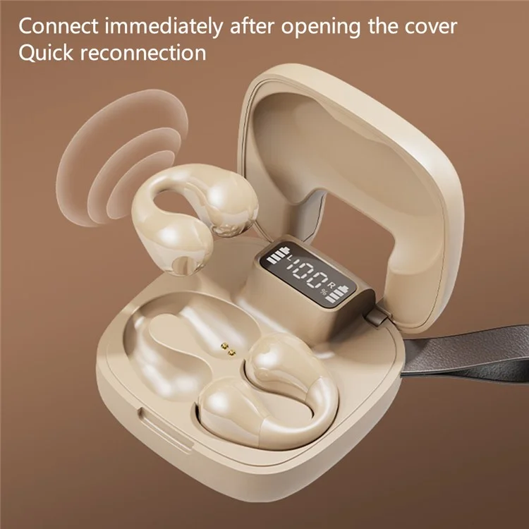 Écouteurs Bluetooth 5.3 GK10 à conduction osseuse, casque antibruit à pince pour le sport - Nude