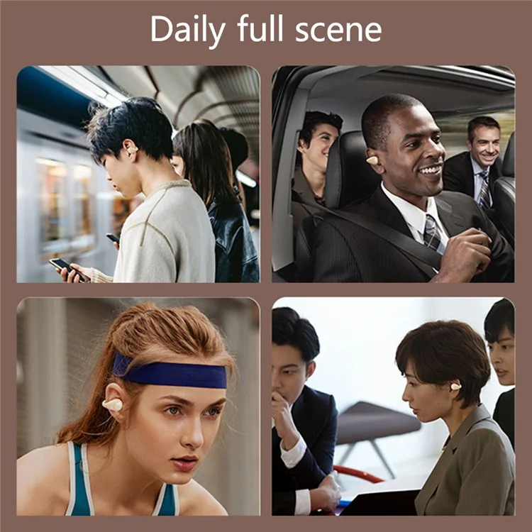 GK10 Bluetooth-compatible 5.3 Earbuds Bone Conduction Headphones Clip-on Noise Canceling Sports Headset - White