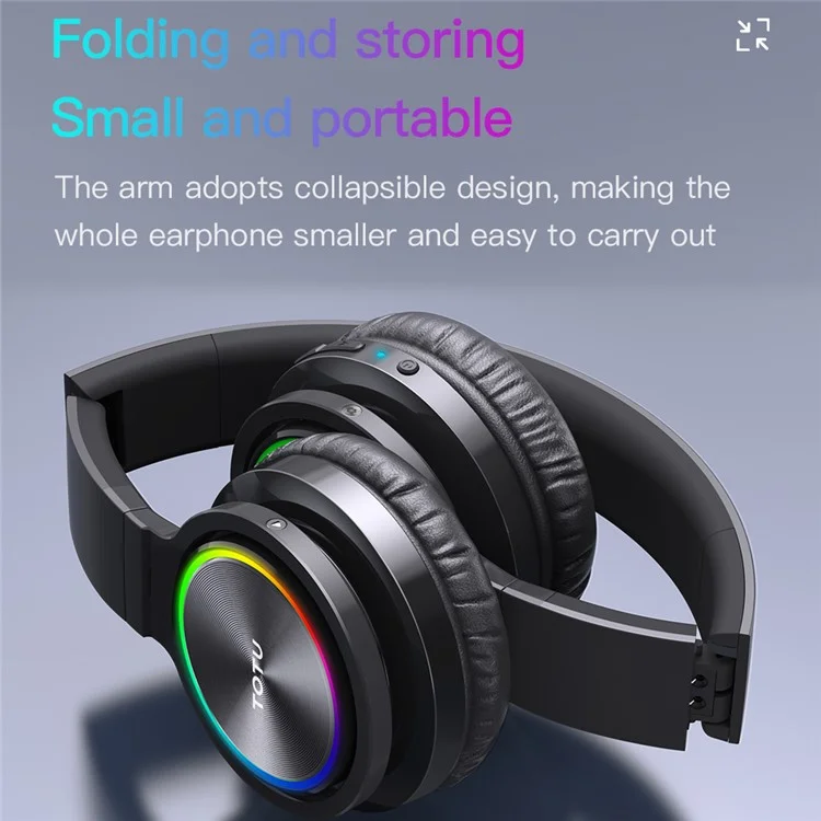 Casque Bluetooth TOTU B12 Over-Ear avec Éclairage RVB, Pliable, Pour le Jeu et la Musique