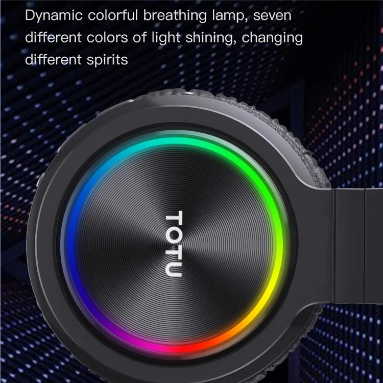 Casque Bluetooth TOTU B12 Over-Ear avec Éclairage RVB, Pliable, Pour le Jeu et la Musique
