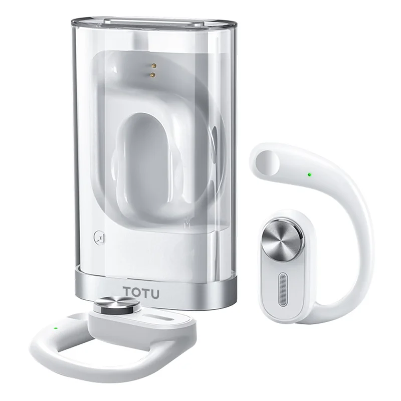 TOTU BE-1-OWS Earhook Hanging Headset Bluetooth-compatible Wireless Headphone Earphone with Charging Bin - White