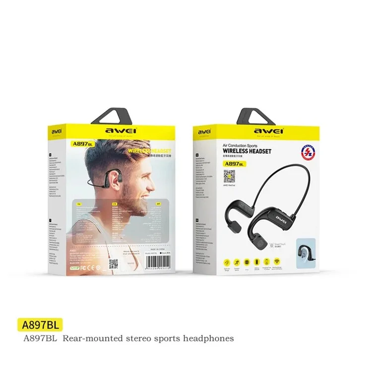 AWEI A897BL Air Condução Air Bluetooth Sports Headset Property Weeless Fone de Fone de Ouvido Sem Fio