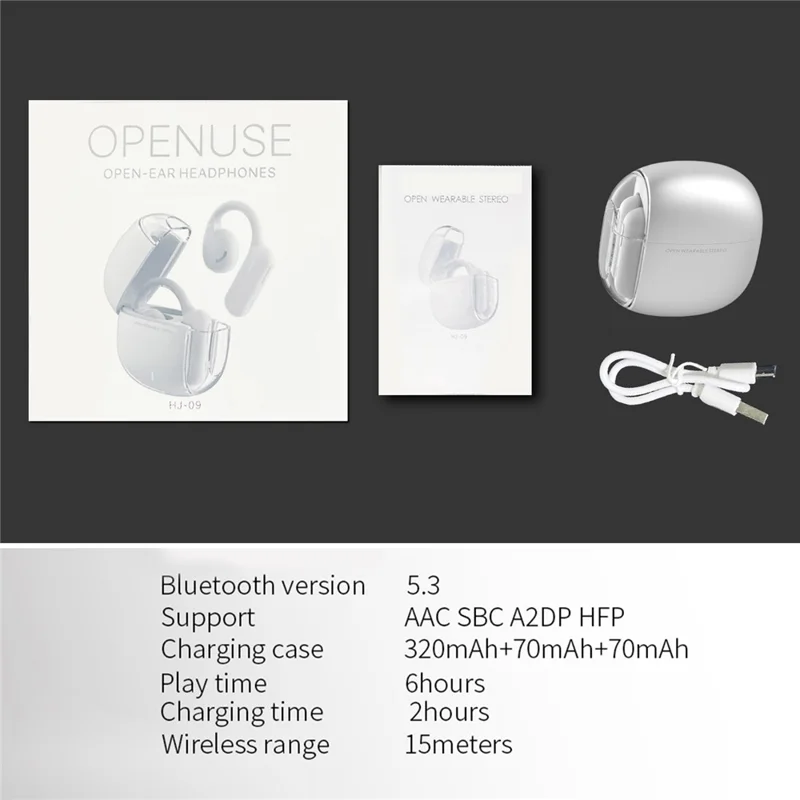 AHASTYLE WG134 Écouteurs avec Boucle Auriculaire en Silicone, Écouteurs Sans Fil Open Ear, Écouteurs Bluetooth