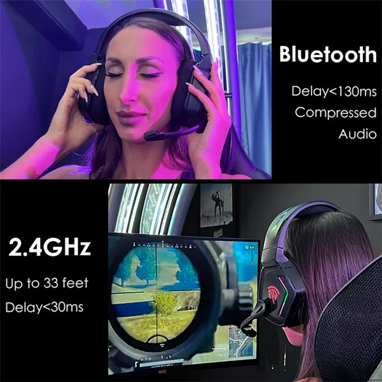 Auriculares Bluetooth Inalámbricos Easysmx C07W Con Auriculares de Juegos USB de 2.4GHz de 2.4GHz Para PC, PS5, PS4