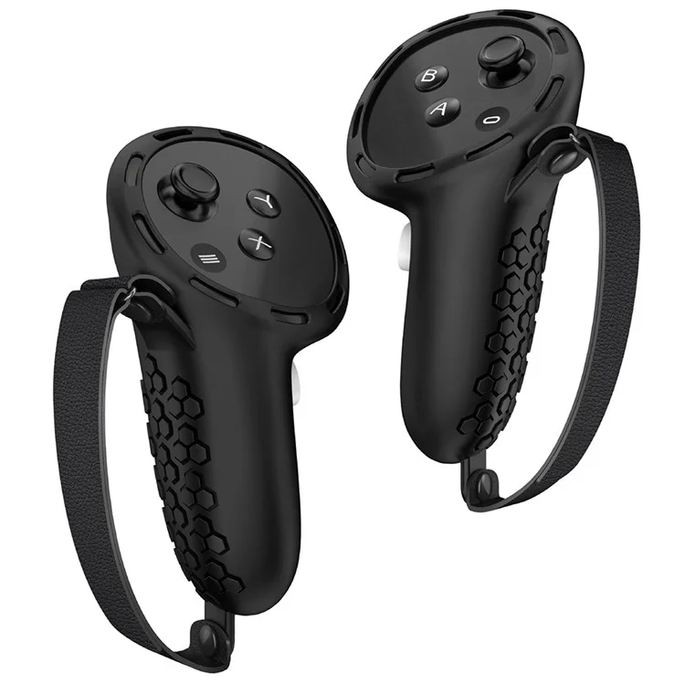 1 par de funda de silicona para Meta Quest 3 / 3S Touch Controller Grip Cover protectora con correas - Negro