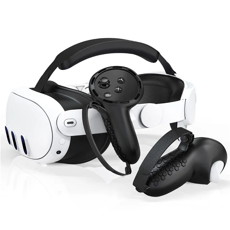 1 par de funda de silicona para Meta Quest 3 / 3S Touch Controller Grip Cover protectora con correas - Negro