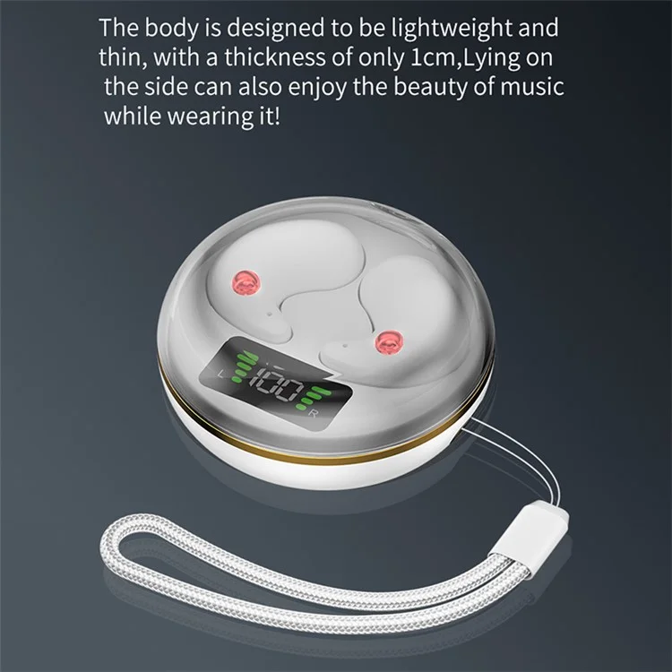 BY-8 Invisible Sleep Earbuds Wireless Bluetooth 5.3 Noise Canceling Headphones for Side Sleepers - White