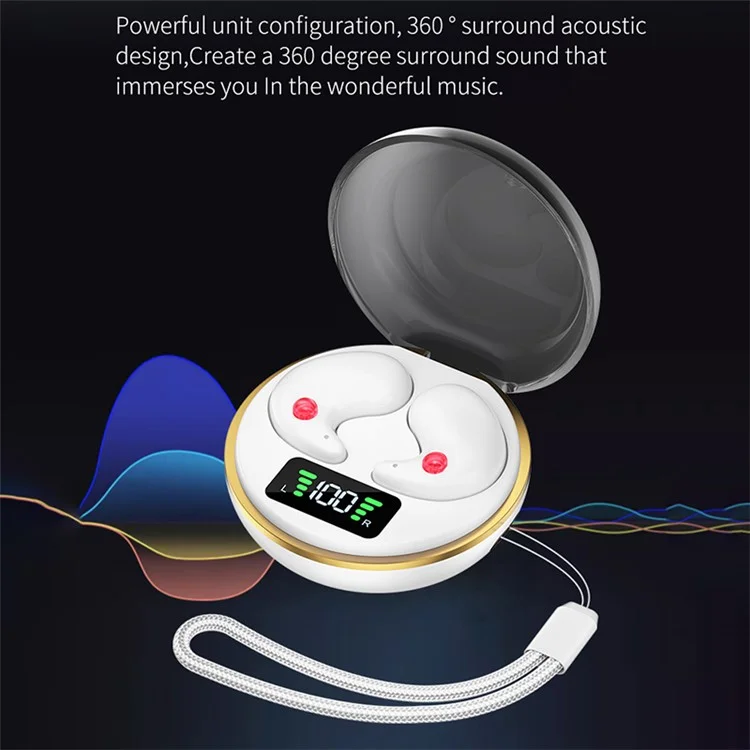 BY-8 Invisible Sleep Earbuds Wireless Bluetooth 5.3 Noise Canceling Headphones for Side Sleepers - White