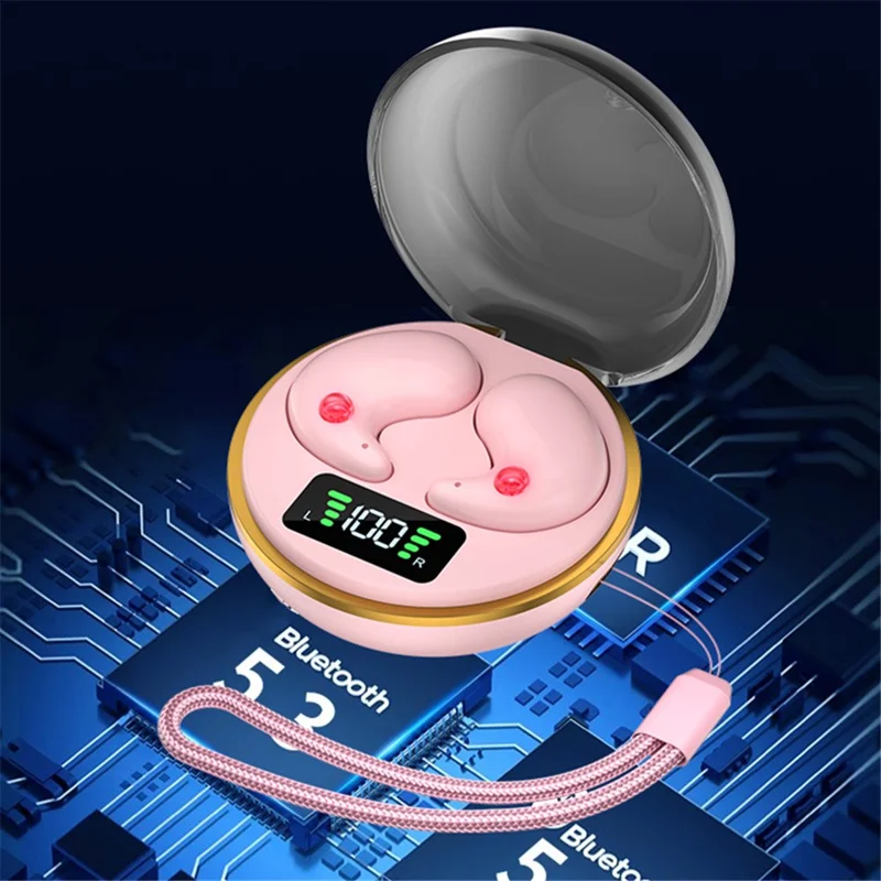 J1 unsichtbare Sleep-Kopfhörer, kabellos, Bluetooth 5.3, geräuschunterdrückend, für Seitenschläfer – Rosa