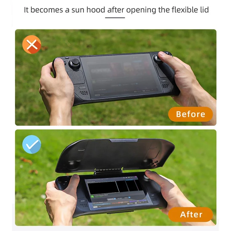 HIFYLUX ST-ZF40 Para Steam Deck Estuche de Protección Plástico 3 en 1 Visera de Sol Consola de Juego Soporte de Escritorio