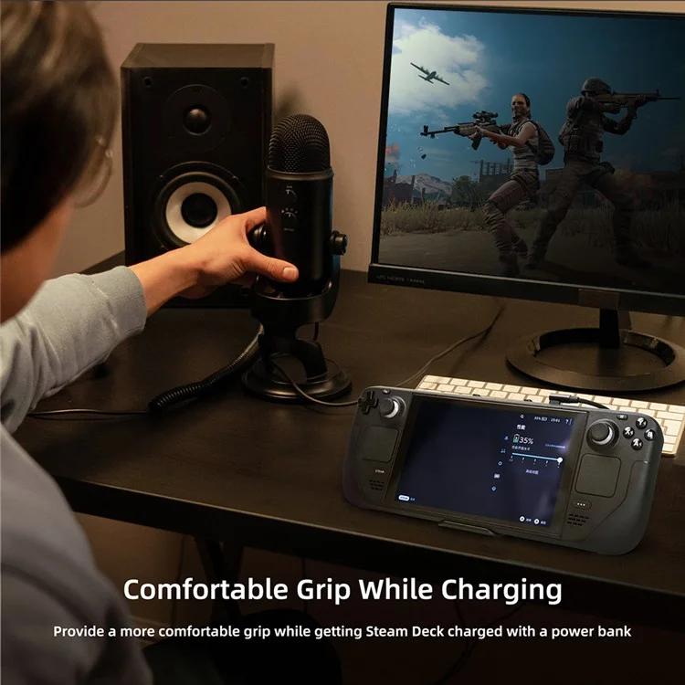HIFYLUX For Steam Deck 2-in-1 Plastic+Silicone Game Console Desktop Stand Power Bank Holder
