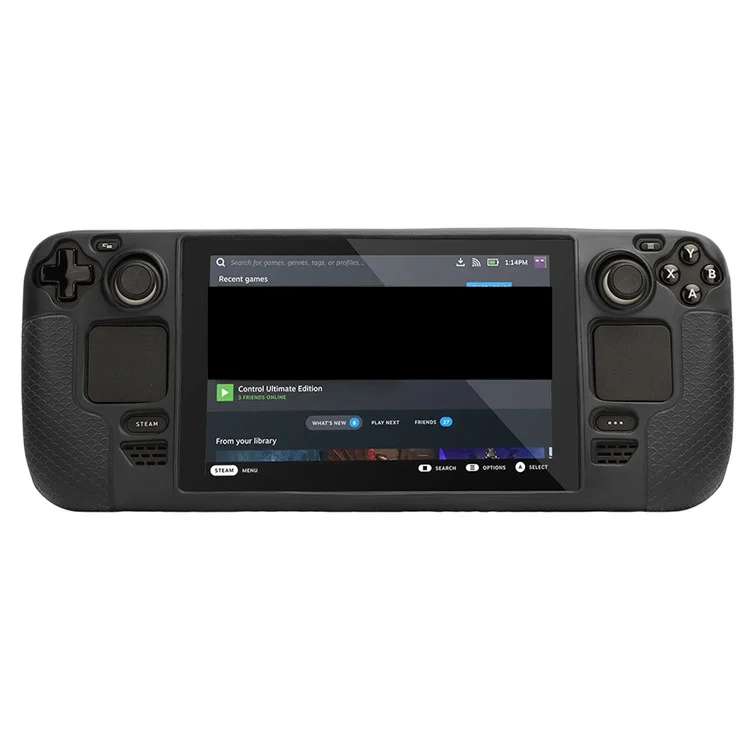 Étui protecteur HIFYLUX ST-PF14 pour console de jeu Steam Deck, Housse en silicone antidérapante avec sangle de main / sangle de cou - Noir