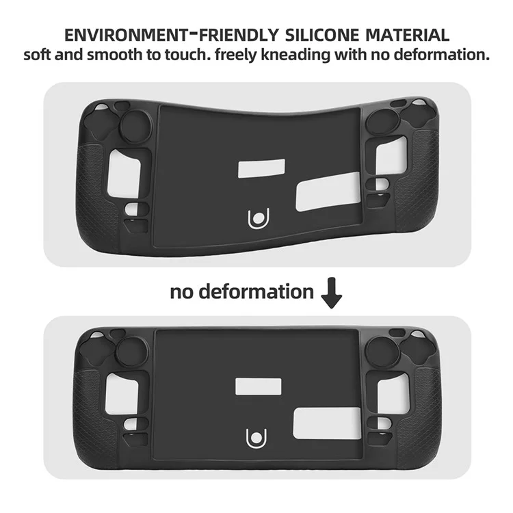 Étui protecteur HIFYLUX ST-PF14 pour console de jeu Steam Deck, Housse en silicone antidérapante avec sangle de main / sangle de cou - Noir