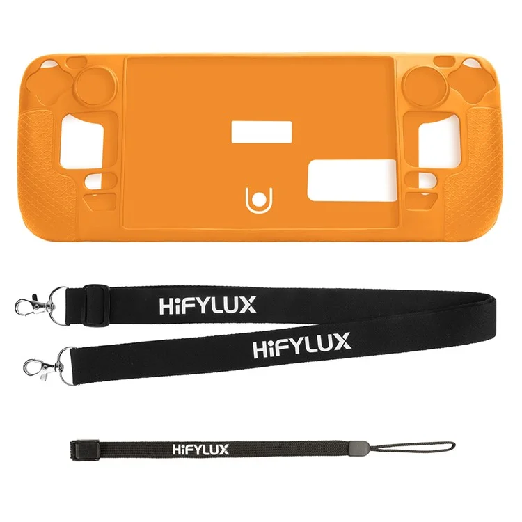 Hifylux ST-PF14 Boîtier de Protection Pour la Console de Jeu Steam Deck Console Anti-slip Silicone Cover Avec Sangle à Main / Sangle - Orange