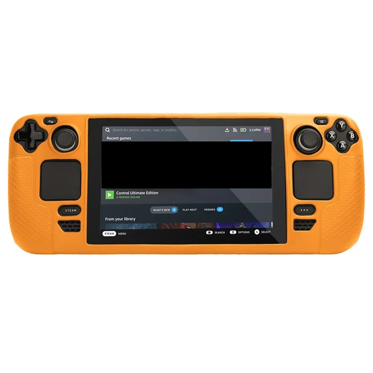 Hifylux ST-PF14 Boîtier de Protection Pour la Console de Jeu Steam Deck Console Anti-slip Silicone Cover Avec Sangle à Main / Sangle - Orange