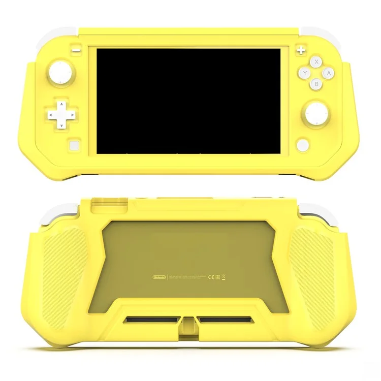 Для контроллера Nintendo Switch Lite Протектор ПК + TPU Защитный чехол с ручкой - Желтый
