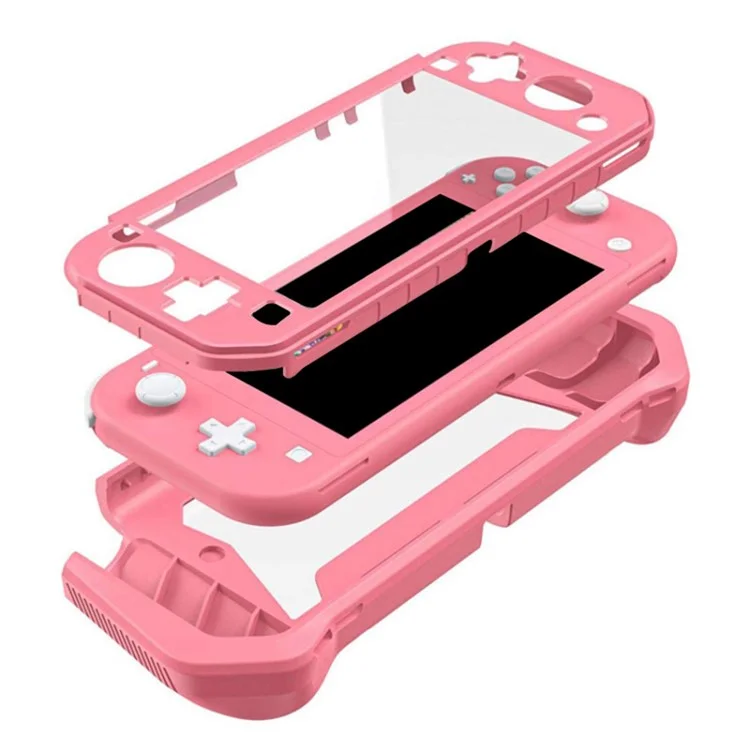 Для контроллера Nintendo Switch Lite Протектор ПК + TPU Защитный чехол с ручкой - Желтый