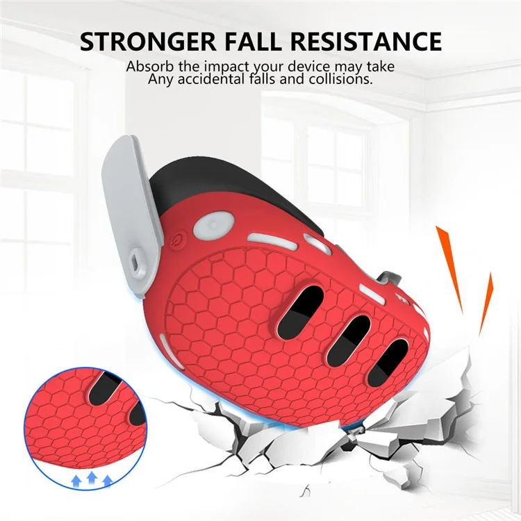 Funda protectora de silicona antideslizante y antiimpactos para Meta Quest 3 VR Headset - Rojo