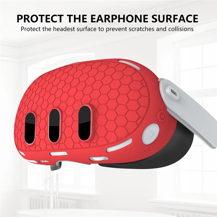 Funda protectora de silicona antideslizante y antiimpactos para Meta Quest 3 VR Headset - Rojo