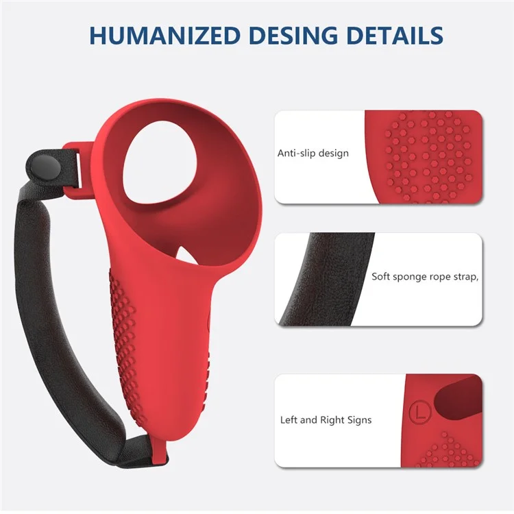 1 Par de Capa Protetora Antiimpacto de Silicone com Alça para Controle da Meta Quest 3 / 3S - Vermelho