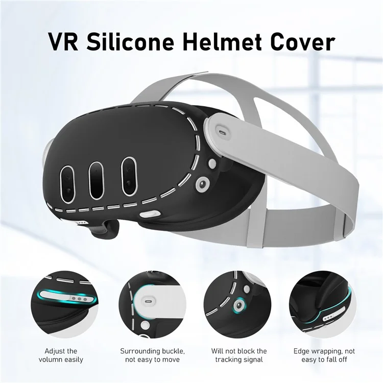 Per Meta Quest 3 Custodia protettiva in silicone morbido VR Headset Anti-polvere Anti-caduta Cover - Nero
