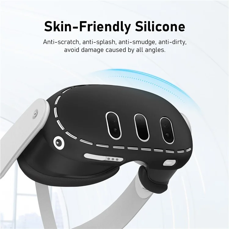 Per Meta Quest 3 Custodia protettiva in silicone morbido VR Headset Anti-polvere Anti-caduta Cover - Nero