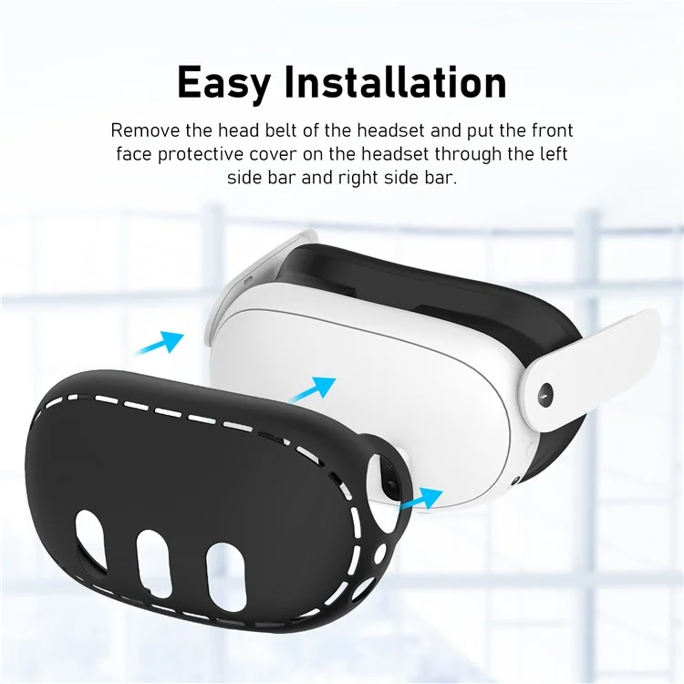 Per Meta Quest 3 Custodia protettiva in silicone morbido VR Headset Anti-polvere Anti-caduta Cover - Nero