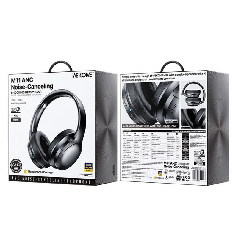 WEKOME M11 Enjoyer Series ANC Smart Noise-Canceling Wireless Headphone Bluetooth-compatible Headset - Black