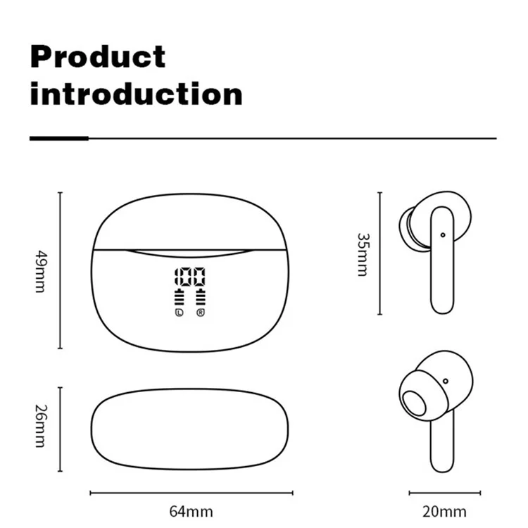 S52 TWS Earphones Stereo Sound Bluetooth-compatible 5.3 Semi-in-ear Wireless Headphones