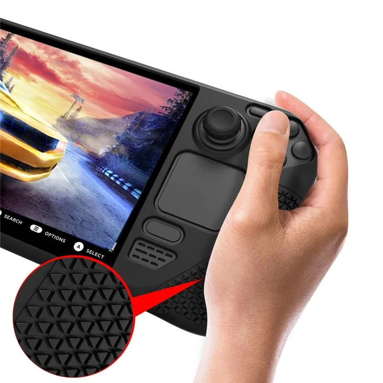 Funda protectora de silicona antirayado para Steam Deck con 2 tapas para los joysticks - Negro