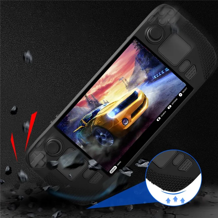 Funda protectora de silicona antirayado para Steam Deck con 2 tapas para los joysticks - Negro