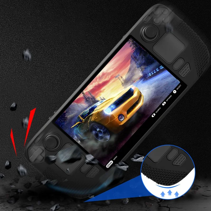 For Steam Deck Anti-Scratch Silicone Cover Protective Case with 2 Rocker Caps - Blå