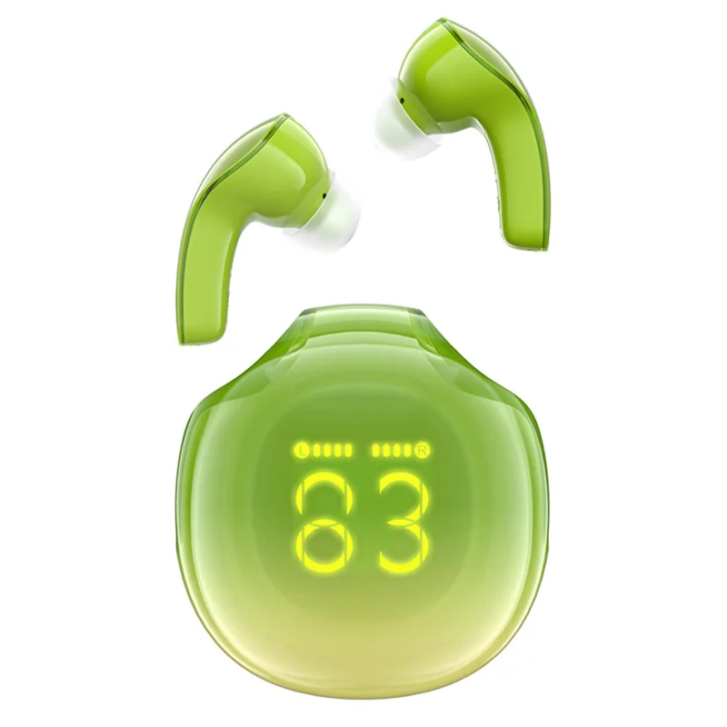 ACEFAST T9 AT9 Crystal Color (Air) Wireless Bluetooth-compatible Earbuds Noise Canceling Earphone with Digital Display Charging Case - Green
